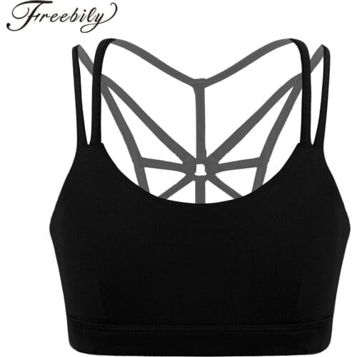 Kids Girls Stretchy Solid Color Tanks Top Children Undershirts Ballet Dance Gym Workout Sports Yoga Bra Underwear Teens Crop Top