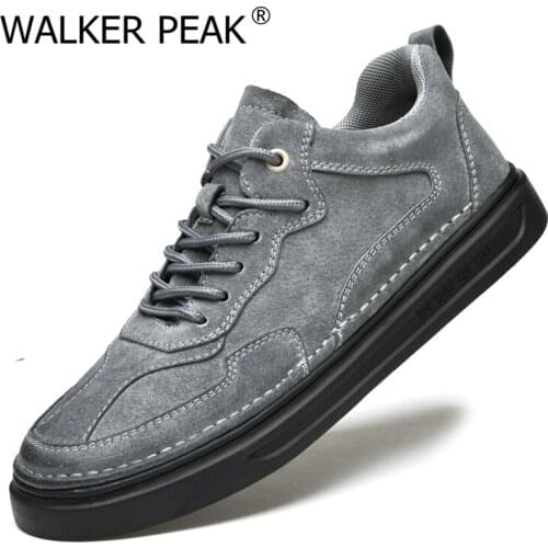 Mens Genuine Leather Skateboard Lace-up Casual Shoes Male New 2021 Autumn Fashion Footwear Outdoor Men Student Shoes Brand