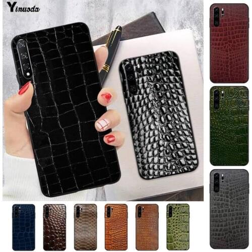 Yinuoda Crocodile skin Black TPU Soft Phone Case for huawei P8 P9 p10 p20 P30 P40 pro lite psmart 2019