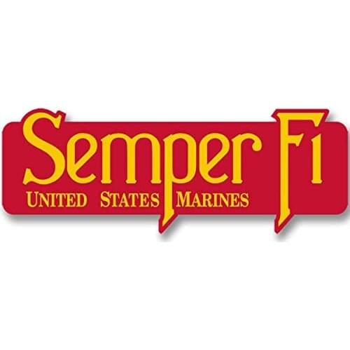 Semper Fi Words Outline Shaped Bumper Sticker (USMC Marine Corps)