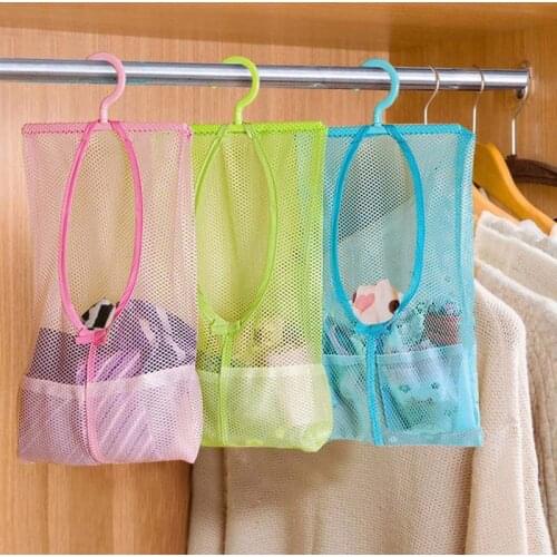 Dropshipping New Bathroom Storage Clothespin Mesh Bag Hooks Hanging Bag Organizer Shower Bath