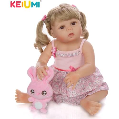 New Design 23 Inch Lovely Reborn Dolls Lifelike Full Silicone Body Charming Reborn Girl Doll With DIY Hair Fashion Kid Xmas Gift