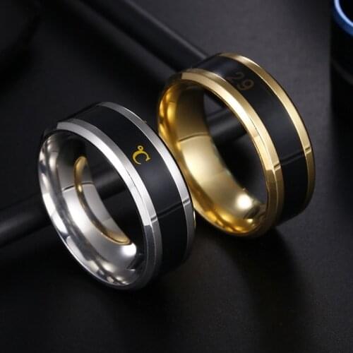 Temperature Ring Titanium Steel Mood Emotion Feeling Intelligent Temperature Sensitive Rings for Women Men Couple Jewelry Rings