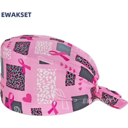 Hot Scrub Cap One Size Cotton Medical Printing Nursing Caps Beauty Salon Dental Clinic Long Hair Working Accessories Scrubs Hats