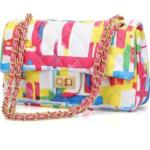 PU Leather Women Luxury Designer Handbags 2021 New Shopper Bag Fashion Creativity Contrast Color Chain Quilted Bag Shoulder Bags