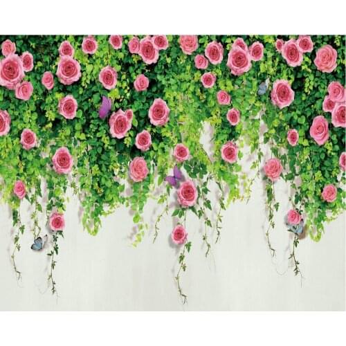 Pink Rose Green Vine Birthday Party Backdrop Baby Shower Room Decor Photo Booth Studio Prop