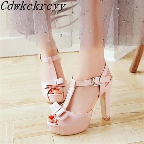 Women sandals Summer New pattern fashion Super high heel temperament Fish mouth Women sandals Pink Sweet Bow banquet Sandals