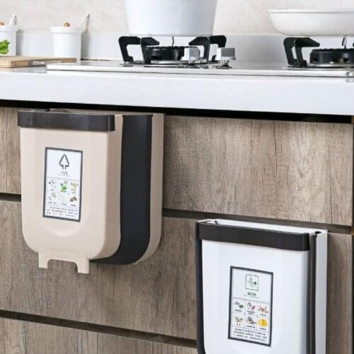 Folding Trash Can Kitchen Car Kitchen Classification Paper Basket Wall-Mounted Storage and Finishing Trash Can