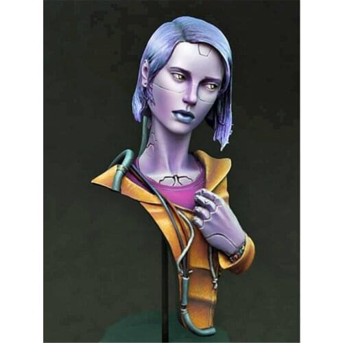 Robot Girl Resin Bust Kit Scale Assembly Model Figure Resin Kit Bust Colorless Self-Assembled Toy