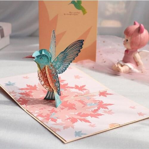 X6HD 3D Pop-Up Animal Bird Greeting Card for Birthday Mothers Day Wedding Party Graduation with Envelope Anniversary Gift