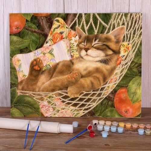 Animal Cat DIY Paint By Numbers Package Acrylic Paints 50*70 Boards By Numbers Wall Paintings For Handicraft