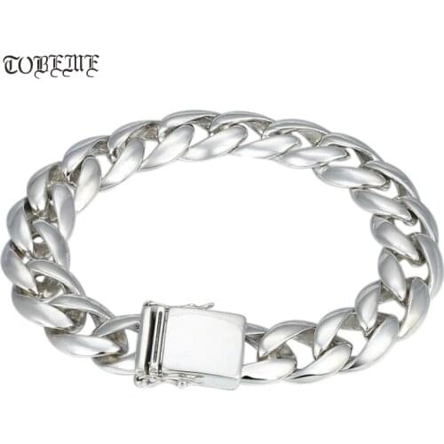 100% 925 Silver Bracelet Vintage Solid 925 Sterling Silver Chain Bracelet Man Bracelet