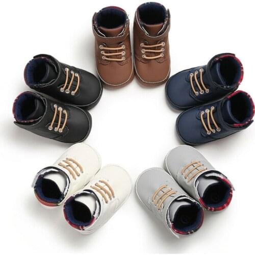 2019 Autumn Winter Toddler Baby Boy High Top Shoes Sneakers Soft Sole Crib Newborn Infant Prewalkers