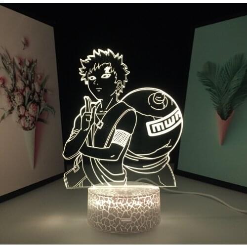 3D LED Night Light Gaara Anime Figure for Kids Child Cool Gift Store Decor Idea Lamp Manga Room Bedroom Table Lamp