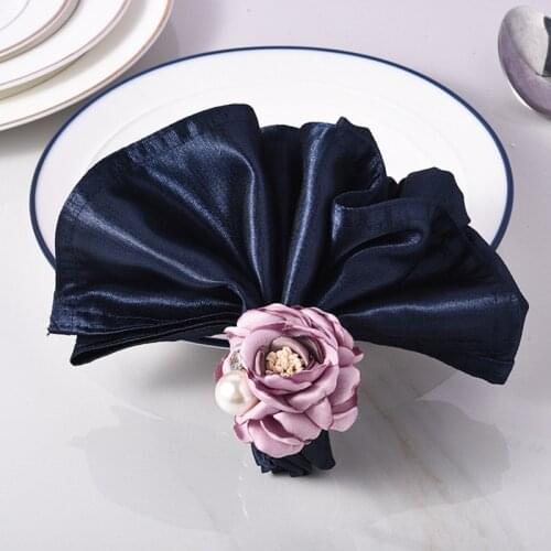 50pc Flower napkin buckle Chinese high-end restaurant model room hotel table set alloy napkin ring