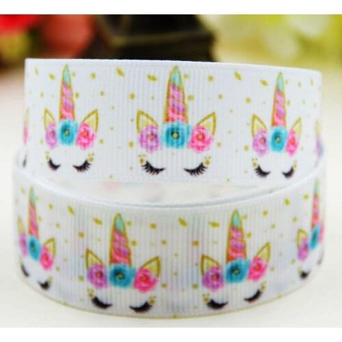 7/8'' 22mm,1" 25mm,1-1/2" 38mm,3" 75mm Unicorn Cartoon Character printed Grosgrain Ribbon party decoration X-01963 10 Yards