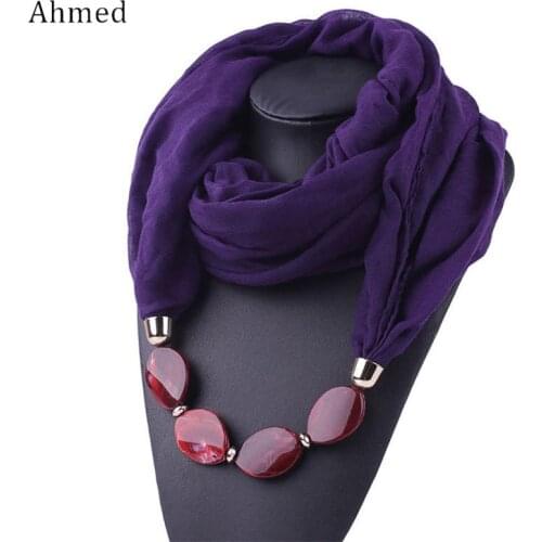 Ahmed New Arrival Geometric Round Resin Beads Collar Necklaces Scarf for Women Fashion Boho Scarves Jewelry Bijoux Gifts