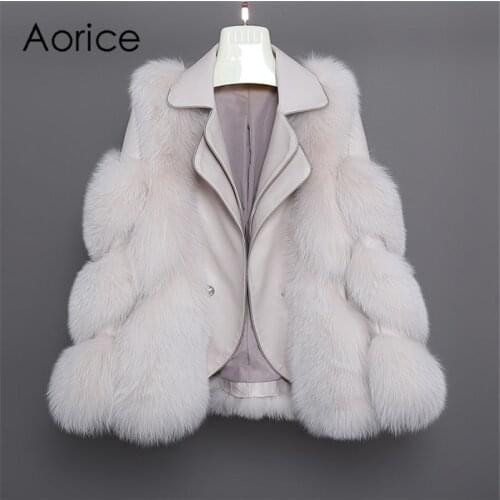 Aorice Women Real Fox Fur Coat Jacket 2020 Brand New Winter Natural Fox Fur Coats Parkas CT064