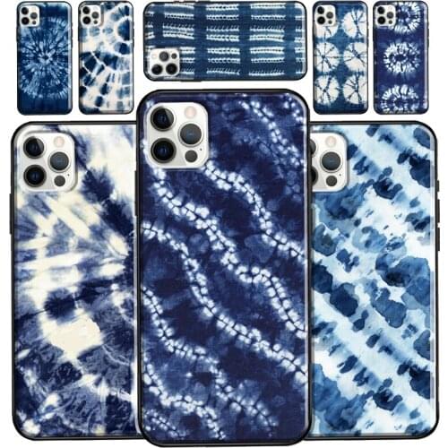 Shibori indigo Tie Dye Case For iPhone 11 12 Pro MAX SE 2020 XR X 7 8 Plus Cases For iPhone 12 mini XS Cover