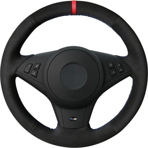 Car Steering Wheel Cover Genuine Leather Suede For BMW E60 M5 2005-2008 E63 E64 Cabrio M6 2005 2006 2007 2008 2009 2010 Parts