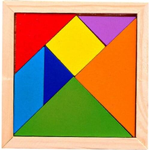 Wooden Colorful Tangram Geometric Jigsaw Puzzle Board Educational Toy Kids Gift Mathematics