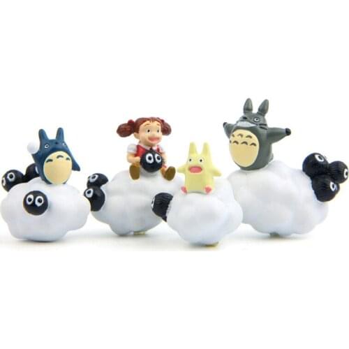 4pcs/lot My Neighbor Totoro Kiki Kikis Delivery PVC Cat Action Figure Doll Flaky Clouds Resin Plastic Model
