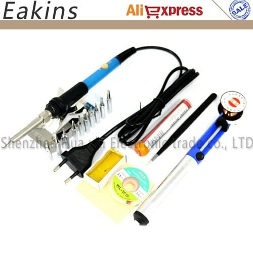 60W 220V EU Adjustable Temperature Electric Soldering Iron Solder Soldering Iron Kit Set Welding Repair Kit Set+Solder Tip