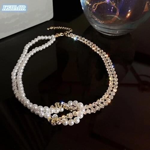 European and American Temperament Pearl Stone Knot Splicing Choker Korean Fashion Jewelry Girls Sexy Necklace For Wife Gift