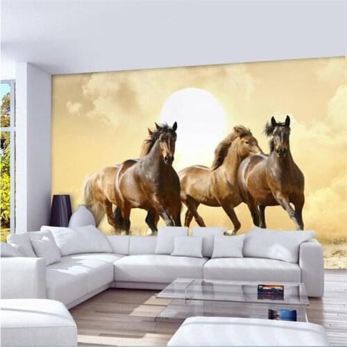 Beibehang High quality flash cloth photo wallpaper 3d perspective galloping horse hotel bedroom sofa painting mural wallpaper