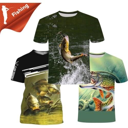 Funny Fishinger Carp Fish Fisherman T Shirt Men Short Sleeve Cotton T-shirts Man Camisetas Cool Summer T-shirt