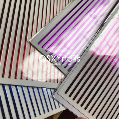 50pcs*4 Colors Flexible Metal Stripes 3D Nail Art Sticker Adhesive Stripe Red Blue Violet Sticker Line Decals Nail Art Manicure