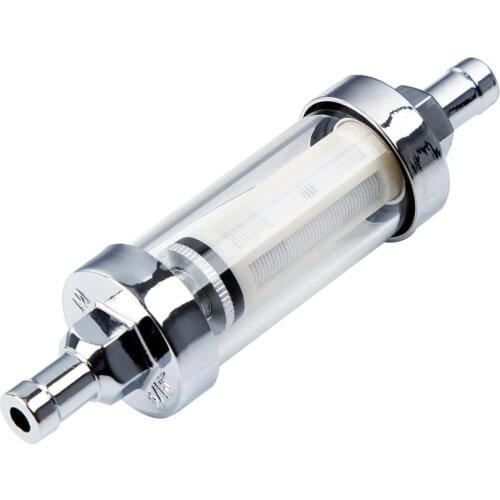 CARBOLE 5/16" Universal Chrome Glass Clearview Fuel Filter Petrol Diesel Inline Reusable