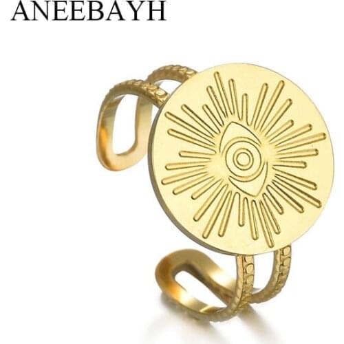 Bohemian Statement Eye Opening Rings For Women Stainless Steel Multilayers Geometric Adjustable Rings Trendy 2021 Jewelry Gifts