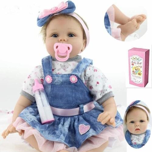 55cm Girl Reborn Baby Doll 22 Inch Blue Eye Doll Silicone Vinyl Soft Realistic Baby Doll Reborn Reborn Dolls Babies