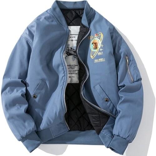 Fashion Bomber Jacket Men Cotton Liner Pilot Jacket Warm Black Blue Autumn Spring Coat for Men Streetwear Dropshipping