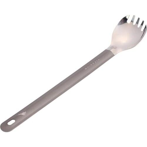 Ultralight Titanium Spoon Long Handle Spork with Polished Bowl 215mm Tableware Portable Multi-purpose Outdoor Picnic