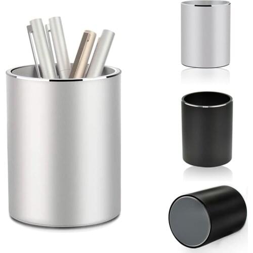 Metal Pen Holder round Aluminum Desktop Organizer And Cup Storage Box for Office School Home And Kids
