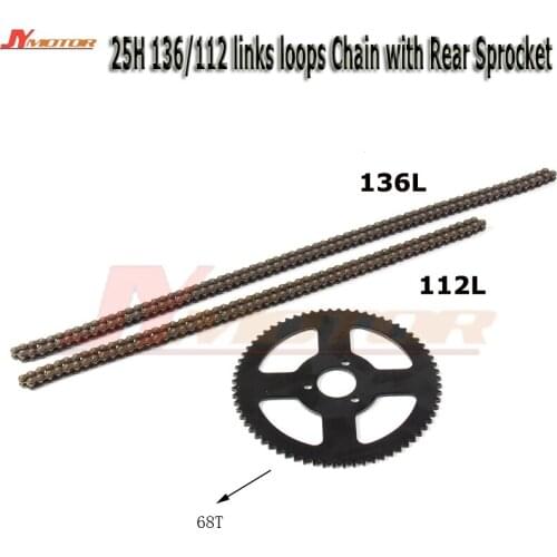 Mini Moto 49cc Drive System 25H 136/112 links loops Chain with Rear Sprocket 68T For 47cc 49cc Mini Pocket Bike ATV quad
