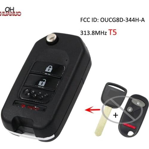 Upgraded Remote Key 2+1 Button T5 Chip for Honda 2002-2004 CR-V / 2003-2005 Civic (Si) / 2005 Element 313.8MHZ OUCG8D-344H-A
