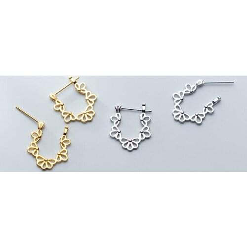 Real. 925 Sterling Silver jewelry white/ golds Hollow Flower dangle Earrings Leverback GTLE2798