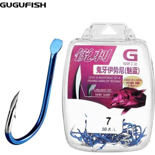 GUGUFISH 50pcs/box Multicolor fishhook high Carbon Steel Fishing Hook Durable Pesca Jig Head Fishing Hooks 1#-13# Sea Fishhooks