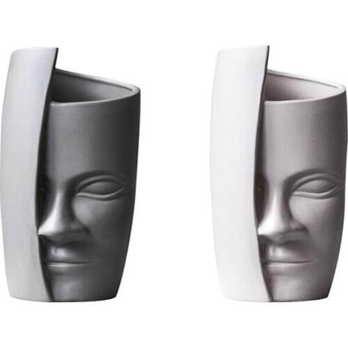 Nordic Ceramic Art Vase Sculpture Crafts Human Face Family Flower Pot Garden Decoration Family Decoration Christmas Gift