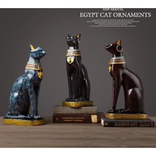 Egypt Cat Resin Statues Et Sculptures Vintage Decor Living Room Bedroom Desktop Nordic Gift Sculpture Decoration Accessories