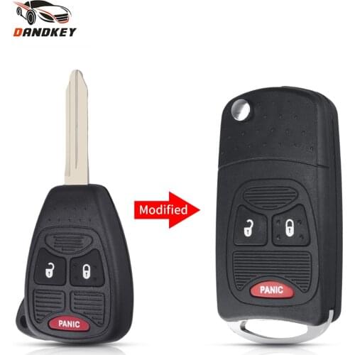 Dandkey Uncut 3 Buttons Remote Flip Key Shell Case Fit For Chrysler For Jeep For Dodge Ram 1500 Caliber Nitro Ram 2500 Ram 3500