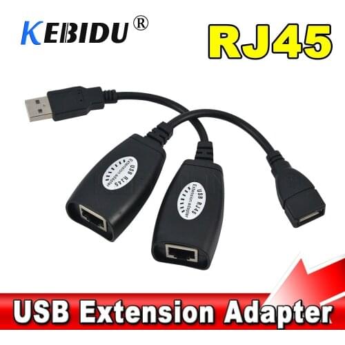 Kebidu USB 2.0 Extension Extender Adapter male & Female Up To 150ft Using CAT5/CAT5E/6 RJ45 Lan Network Ethernet Repeater Cable