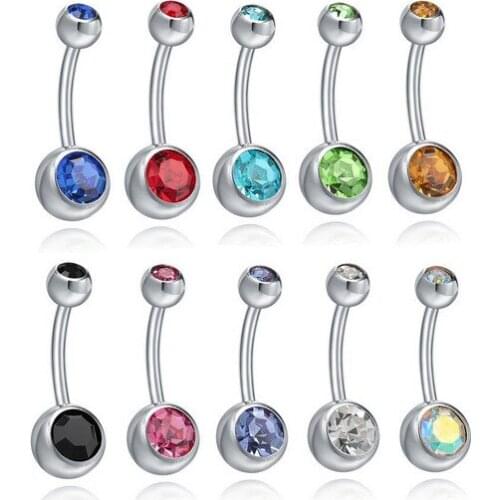 1Pcs Simple Fashion Stainless Steel Nail Drill Navel Belly Button Ring Color Button Navel Puncture Accessories