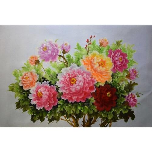 Ultra Low Price Sale 100% Hand Painted High Quality Modern Abstract Canvas Oil Painting Peony Flower Wall Art Picture HomeDecor