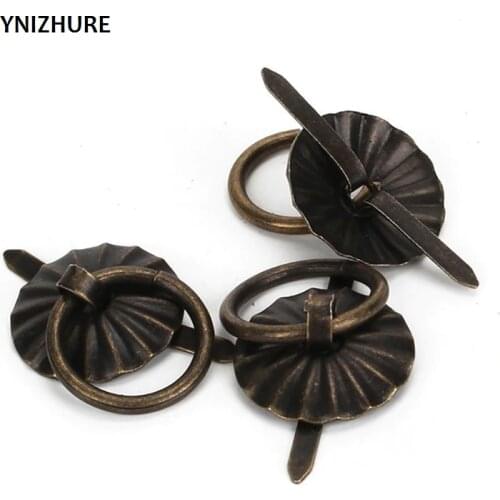50pcs 19mm Vintage Metal Tin Box Decorated Handle Mini Drawer Door Ring Pulls 0.74" Iron Jewelry Storage Wooden Case