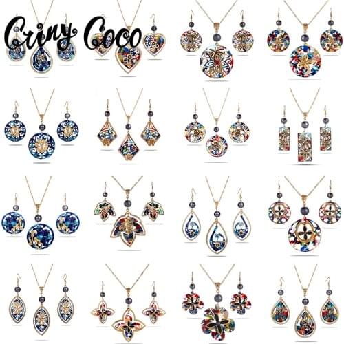 Cring Coco Woman Hawaiian Jewelry Sets Fashion Acrylic Heart Flower Earrings and Necklaces Set Accessories Wedding for Women