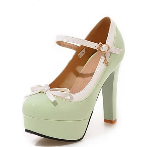 YMECHIC 2018 New Young Ladies Shoes Extreme High Heels Pumps Pink Purple Butterfly-knot Party Bridal Mary Jane Shoes Large Size